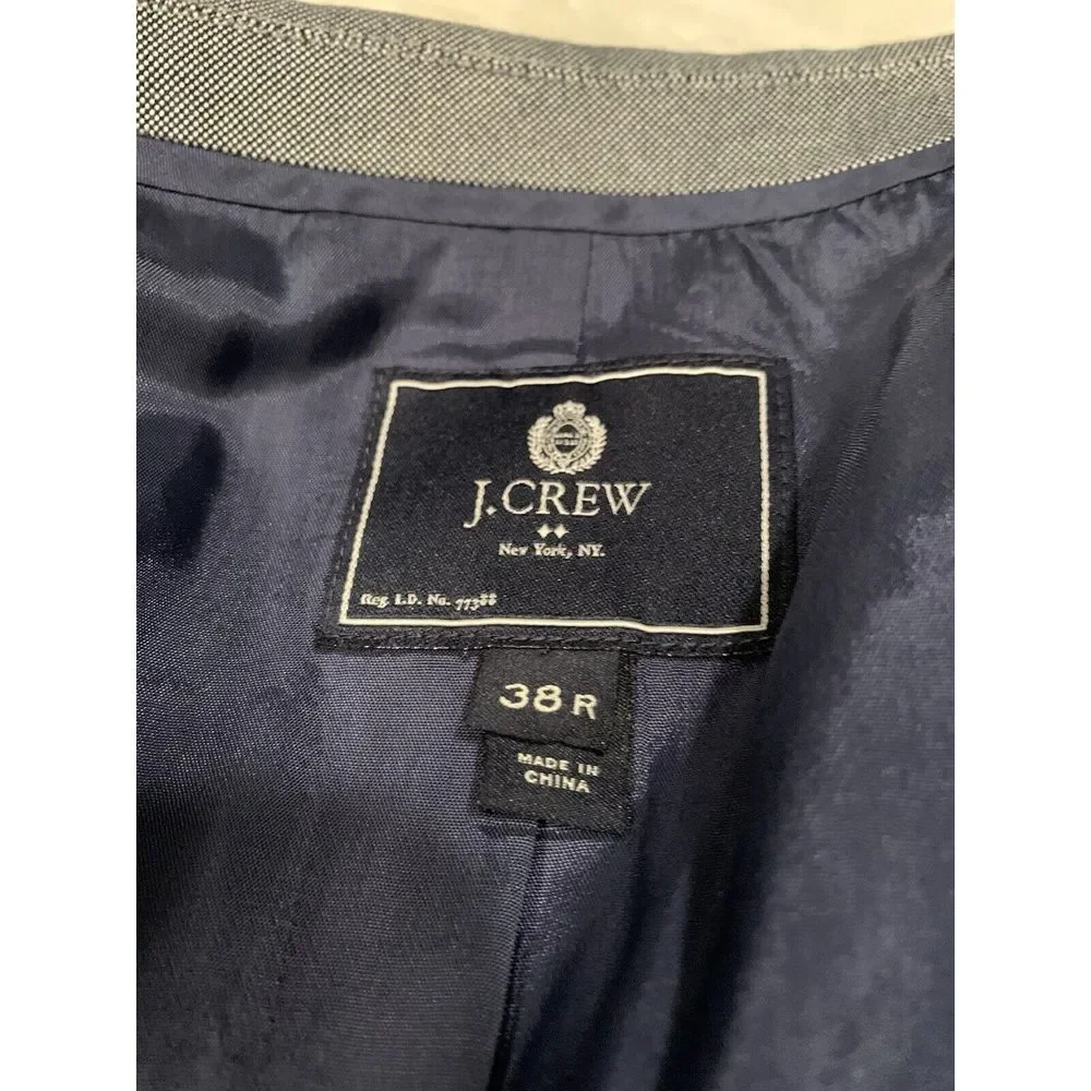 J Crew Thompson Mens Cotton Blue White Sport Blazer Jacket Size 38R 2‎ Button